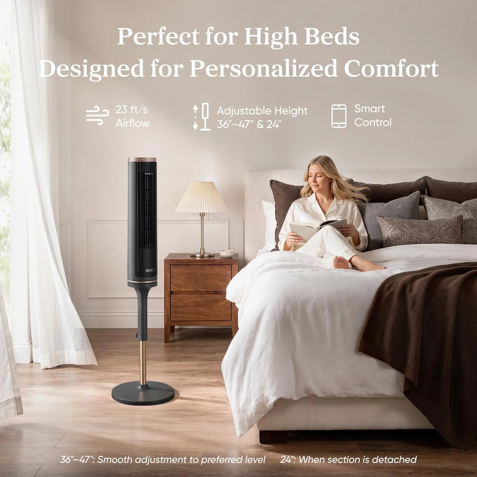 LEVOIT Windi Lift Smart Tower Fan